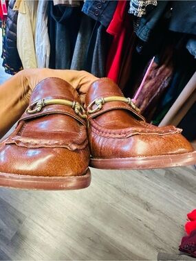 Kork-Ease Brown Leather Loafers with Metal Bit